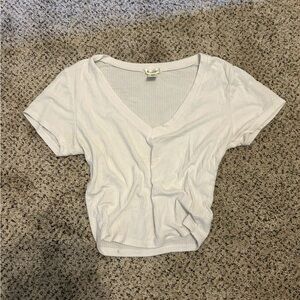 Bozzolo White V-Neck Short Sleeve Top